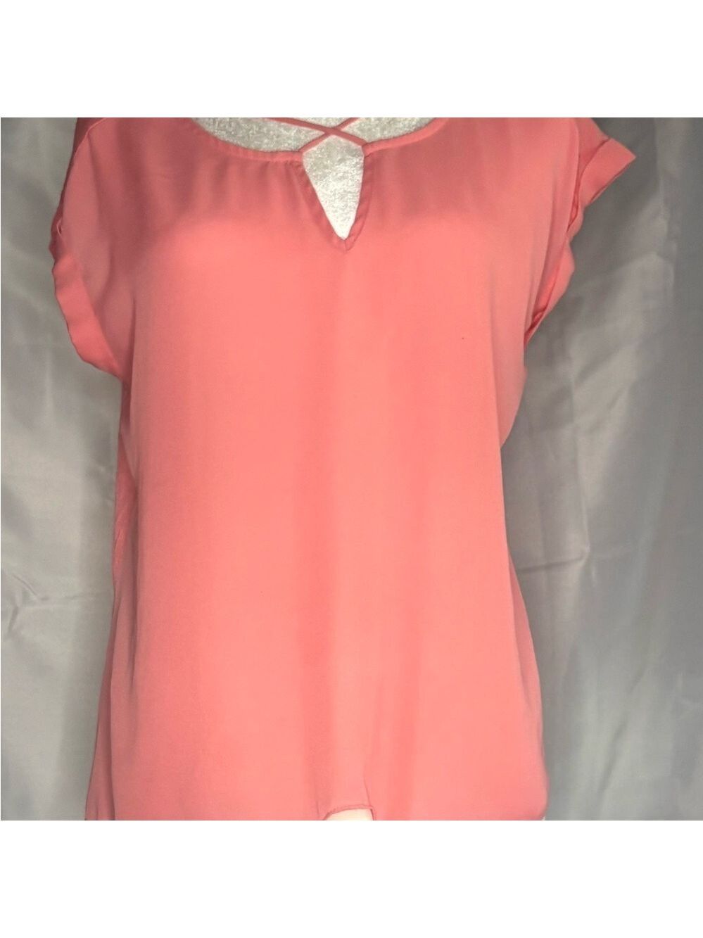 A. Byer Coral Blouse with Cutout Design